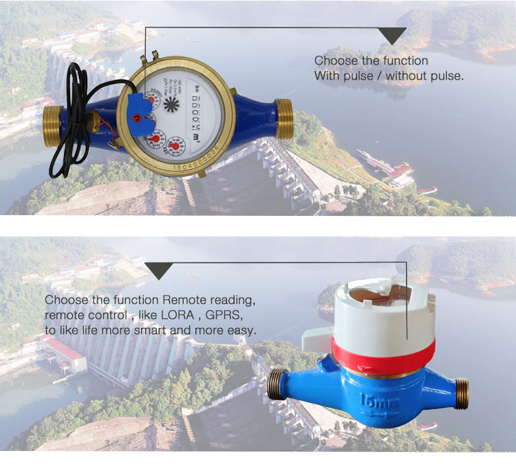 product-750-688 3/4''~1/2'' dry dial cold/ hot pulse sensor reed switch multi jet water meter